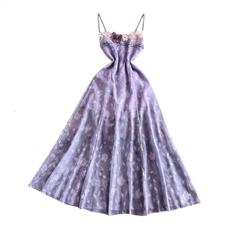 2026 designer French romantic three-dimensional floral belt stunning and elegant fairy like long dress for women