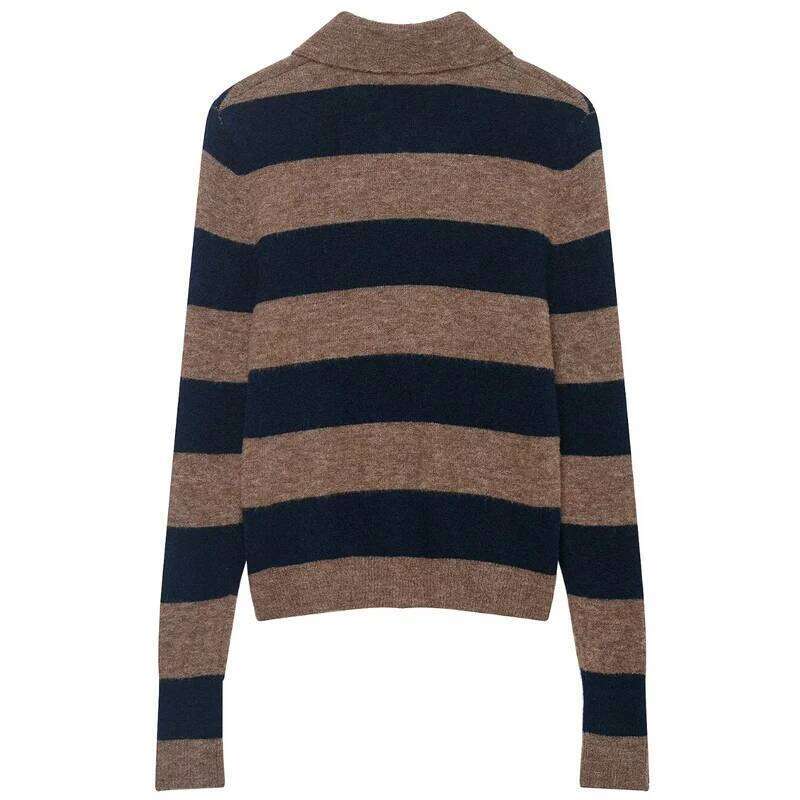 HXAO Striped Knit Cardigan For Women Autumn Spring 2026 Women's Sweater Elegant Cropped Long Sleeve Button Up Tops Cozy Sweaters Z260313