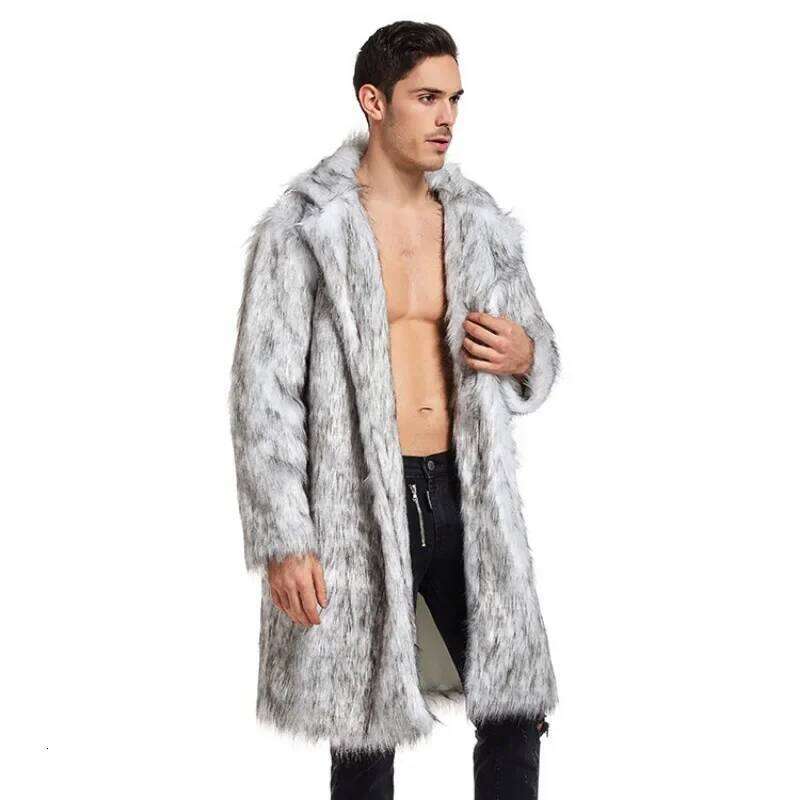 Loose Cardigan Plush Warm Jacket Autumn Winter New Faux Fur Large Men's Sleeve Turn-down Collar Long Coat Z260313
