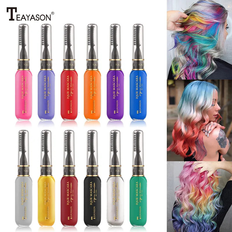 13 Colors Disposable Hair Dye Mascara Convenient Time-saving White Blue Dye Color Pick Dye Color Multi-color Makeup Cosmetics 260304