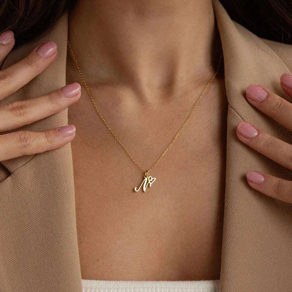 women Initial Art Letter A-Z Charm Pendant Necklace Women's Minimalism Gift Stainless Steel Jewelry Wholesale H260312