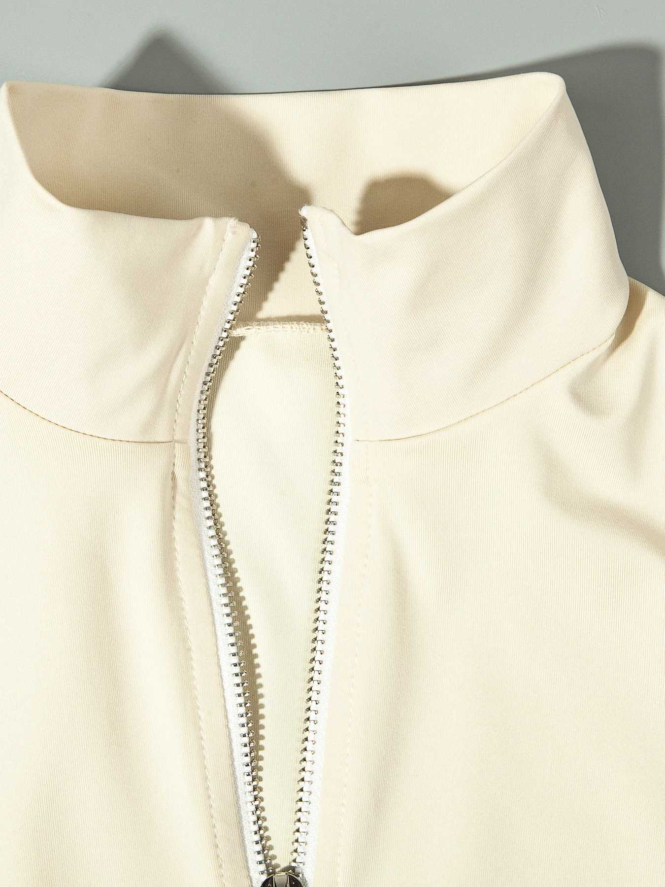 Casual Womens Two-Piece Set with Zipper Split Hem Top and Slim Fit Flare Pants Stylish Spring Fall for Daily Wear M260313