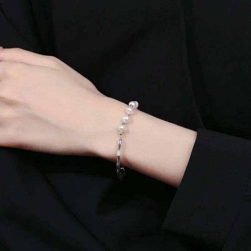 Luxury 925 Sterling Silver Knots Pearl Bracelet For Women Vintage Irregular Metal Charm Bracelets Fashion Party Jewelry Gifts Z260313