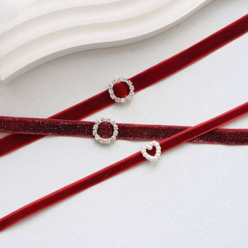 Red Sexy Velvet Heart & Round Choker for Womoen Neck Clavicle Necklace Lady Jewelry Accessories Girl Gift Lace Gothic H260312
