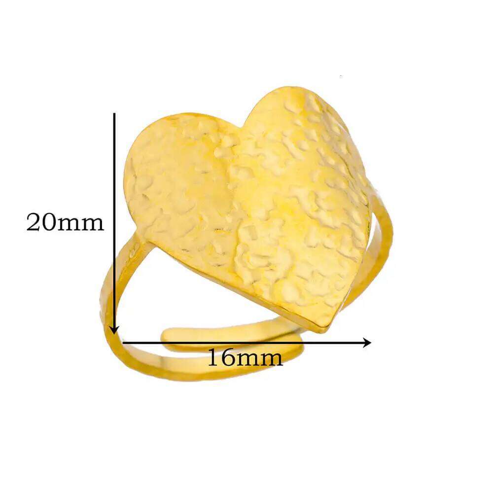 Stainless Steel Heart Rings For Women Gold Color Open Geometric Ring 2024 Trending Wedding Aesthetic Fashion Jewelry H260312