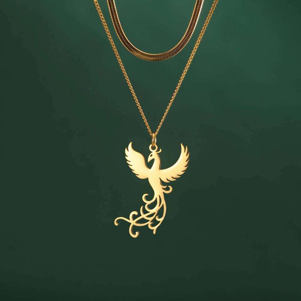 Exquisite Phoenix Flamingo Pendant Necklace Stainless Steel Animal Unisex Rebirth Bird Natural Talisman Jewelry H260312