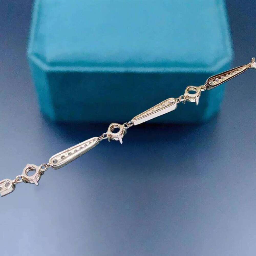 Fashion DIY Empty Bracelet Holder S925 Sterling Silver 4mm Round Stone Fine Simple Design Charm Weddings Jewelry for Woman Z260313