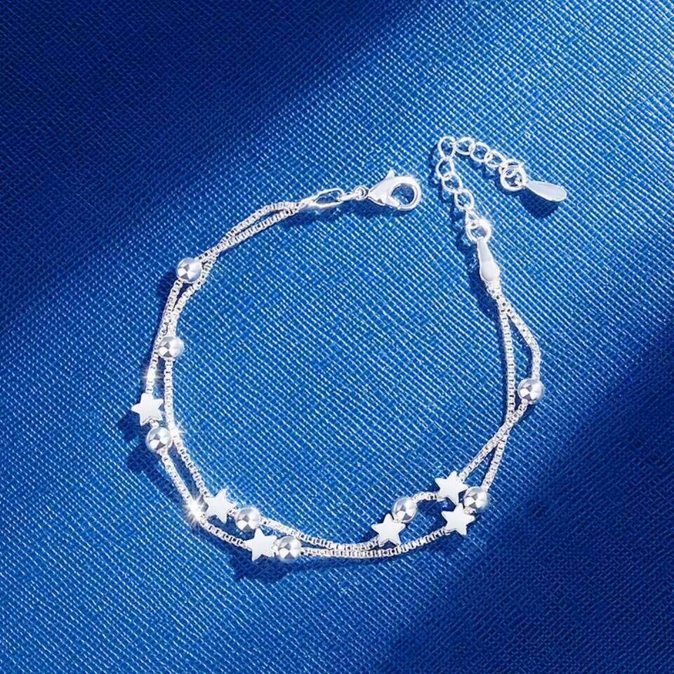 hot 925 sterling silver Chain stars Bracelets for women Charms fashion party Wedding Jewelry Holiday gifts Z260313