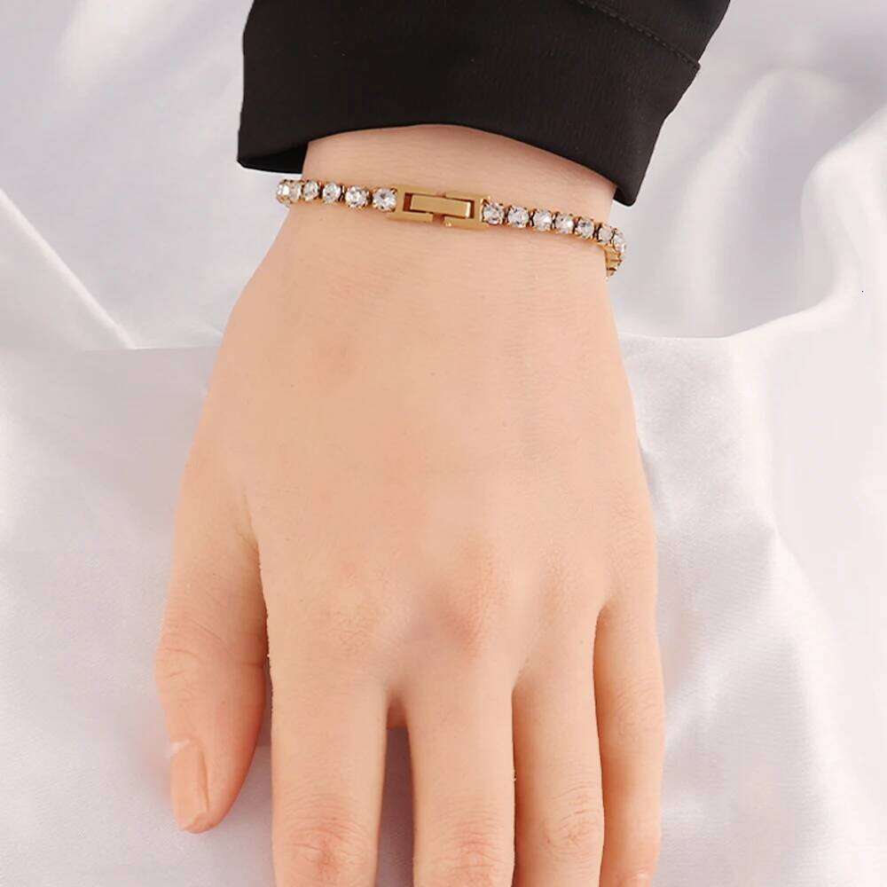 316L 4mm Stainless Steel For Women Men's Hip Hop Tennis Chain Bracelets Luxury Crystal Zircon Bracelet Jewelry Z260313