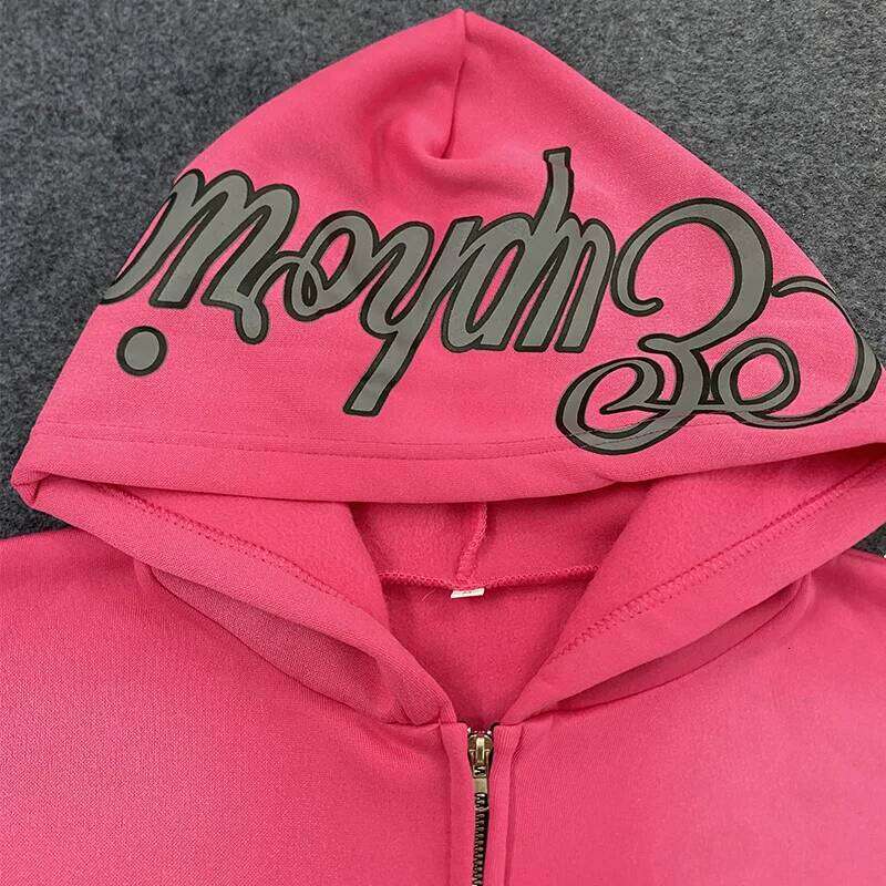 American 2000s Harajuku Hip Hop Casual Joker Vintage Gothic Letter Print Zipper Coat Women Winter Make Old Dopamine Hoodies Z260314