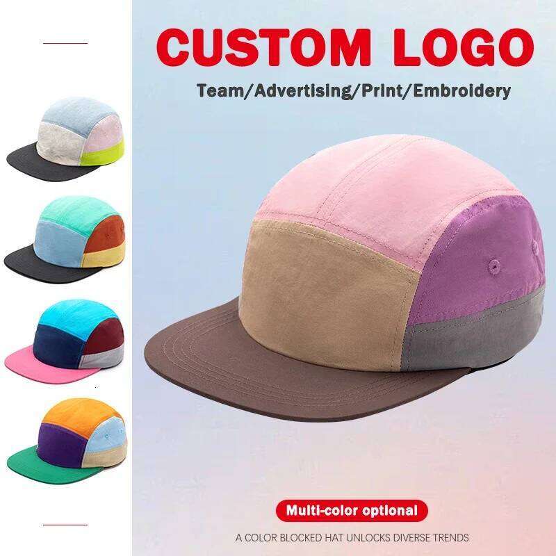 Customizable Logo Color Matching 5-panel Quick-drying Hat for Men and Women Summer Sunscreen Versatile Flat-brimmed Baseball Cap Z260313