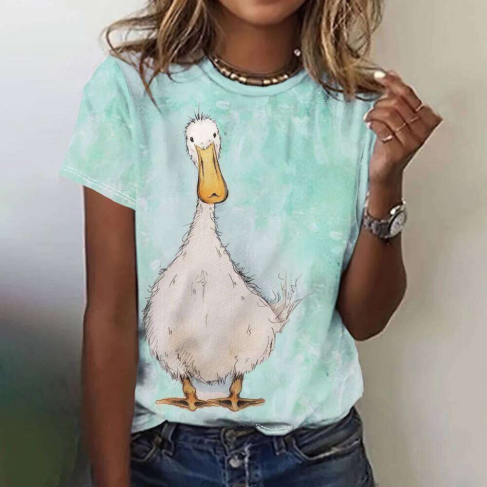 Fashion Graphic Women's Funny Kawaii Animal Print T-Shirt Causal O-Neck Short Sleeve Tops Summer Woman Clothing Z260314