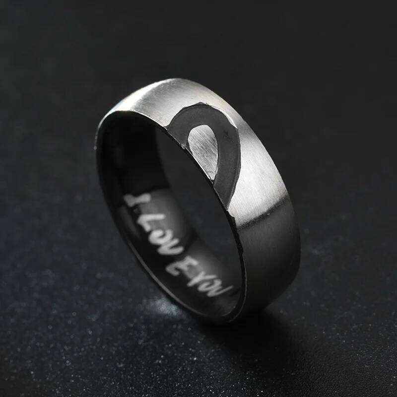 Hot Selling Stainless Steel New Half Peach Heart Couple Rings For Women Men With Letters I YOU Jewelry Gifts Size 6-13 H260312