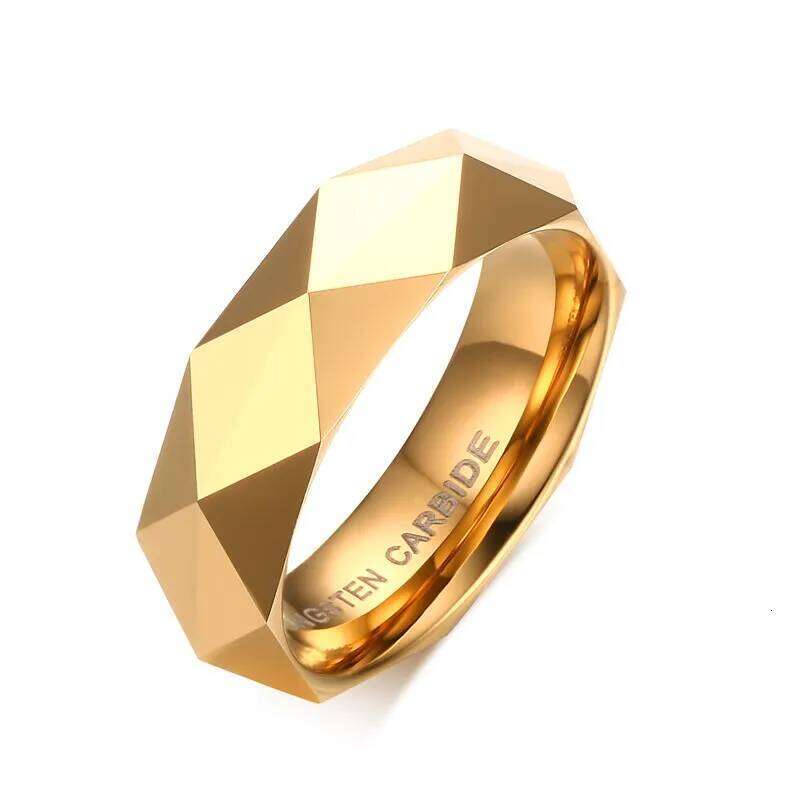 Faceted Wedding Band For Men,Mens Tungsten Carbide Rings, Polished Beveled Edge Comfort Fit H260312