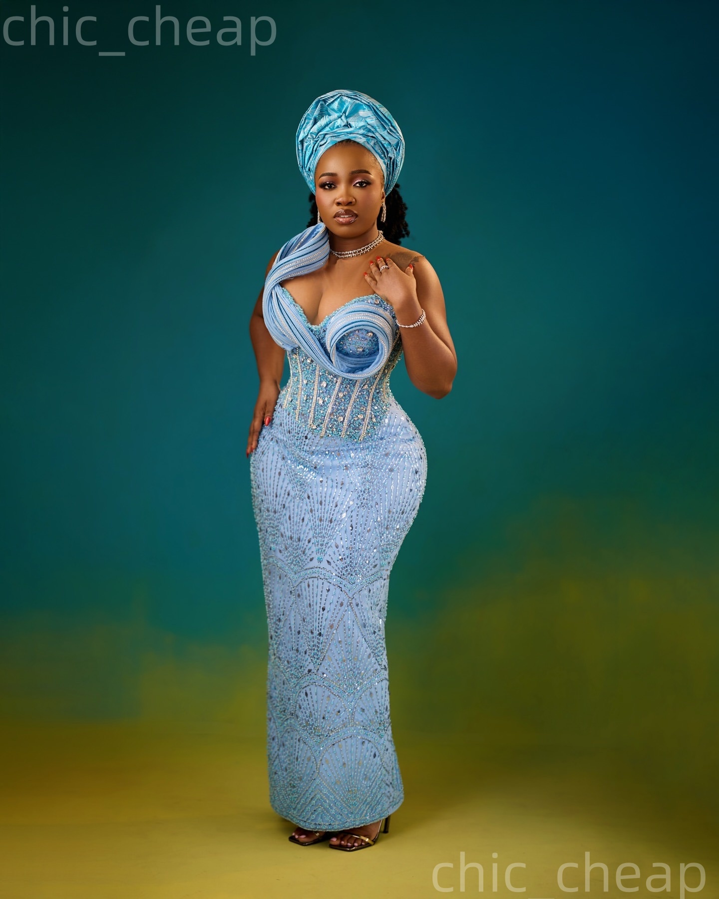 Aso Ebi Light Sky Blue Prom Dress 2026 Sheath Prom Dress Sheer Neck Beaded Crystals Evening Dress Sequined Birthday Formal Women Pageant Party Gowns Z