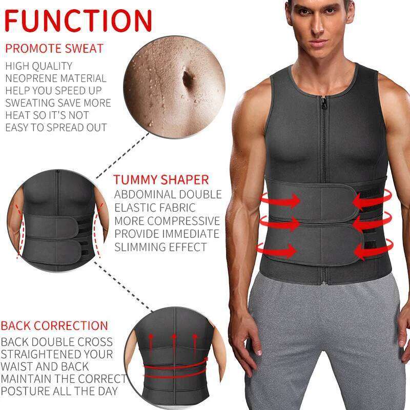 Men Waist Sauna Vest Fitness Corset Abdomen Slimming Body Shaper Belly Reducing Shapewear Burn Fat Shirt Trimmer Belt 26Y0313