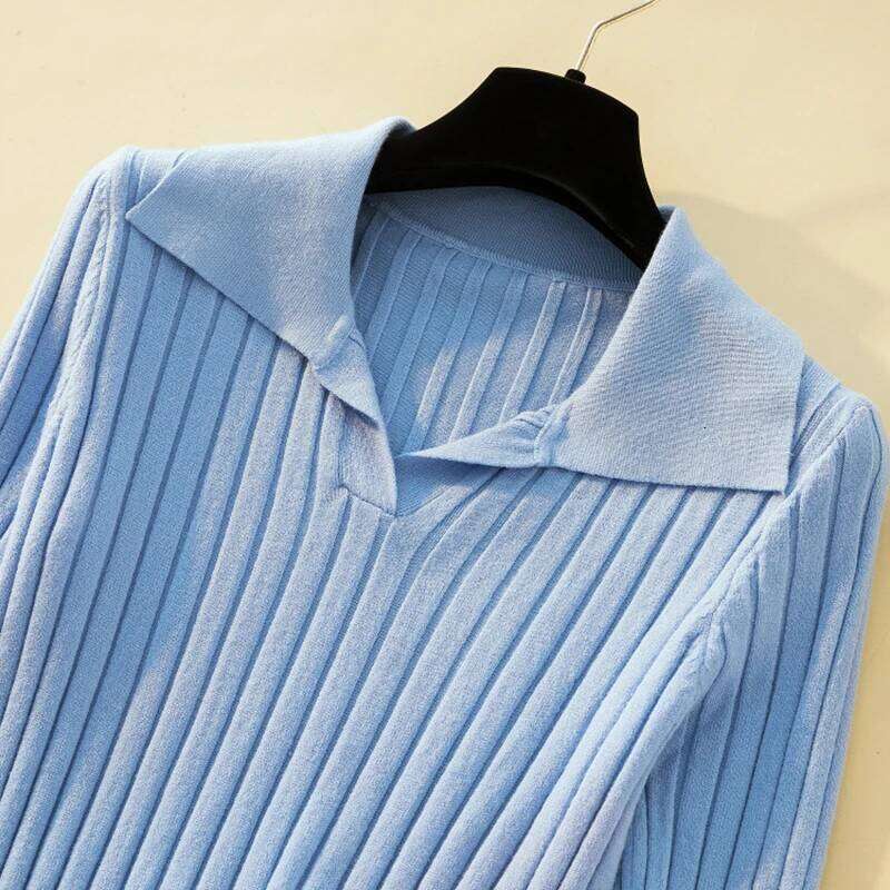 Korean Style Turn-Down Collar Women Sweater Female Long Sleeve Top Casual Pullover Knitted Sweaters Fall Clothes Sueter Feminino Z260313