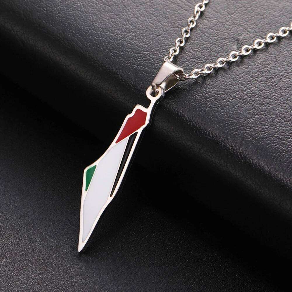 My Shape Palestine Flag Pendant for Women Men Stainless Steel Map Geography Necklace Choker Chain Jewelry Wholesale H260312