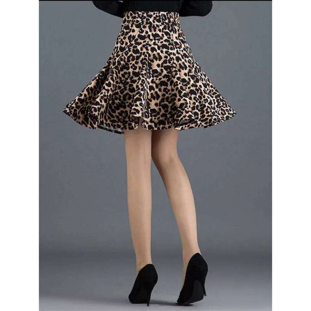 Leopard Print Half Length For Women High Waist Short A-line Pleated Summer Woman Clothes Skirt Z260314
