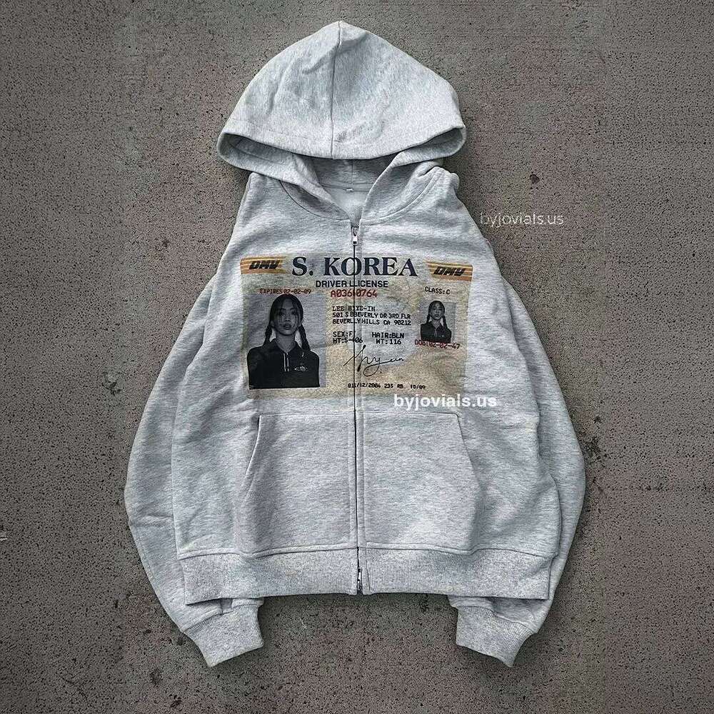 Y2K Streetwear Portrait Printed Zipper New Harajuku Gothic Women's Hoodie Z260315