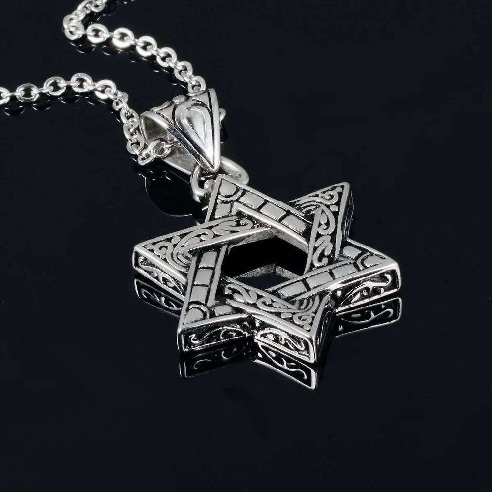 JHSL Men Statement Israel Star of David Pendant Necklace O Shape Twisted Chain Stainless Steel Silver Color Fashion Jewelry H260312