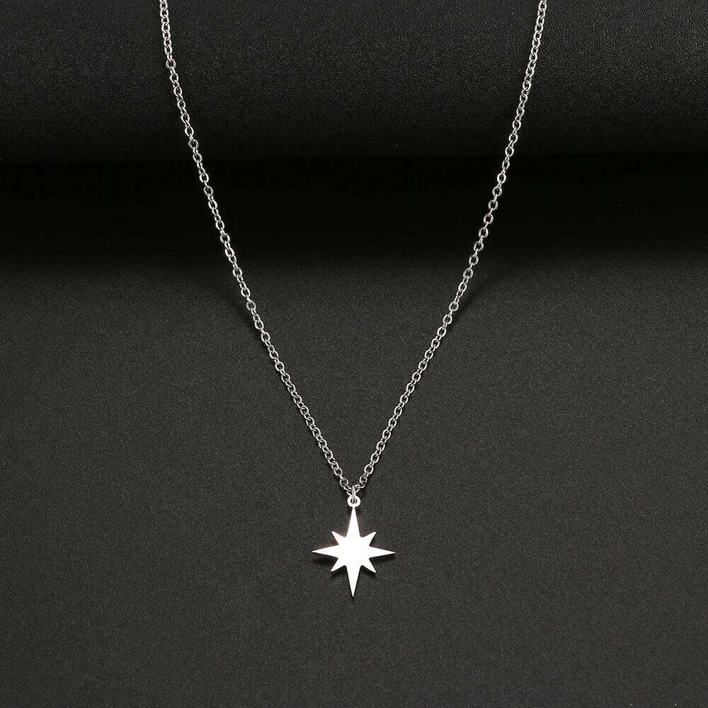Stainless Steel Necklaces Eight-pointed Star Clavicle Pendant Chain Fashion Necklace For Women Jewelry Party Best Gifts NEW H260312