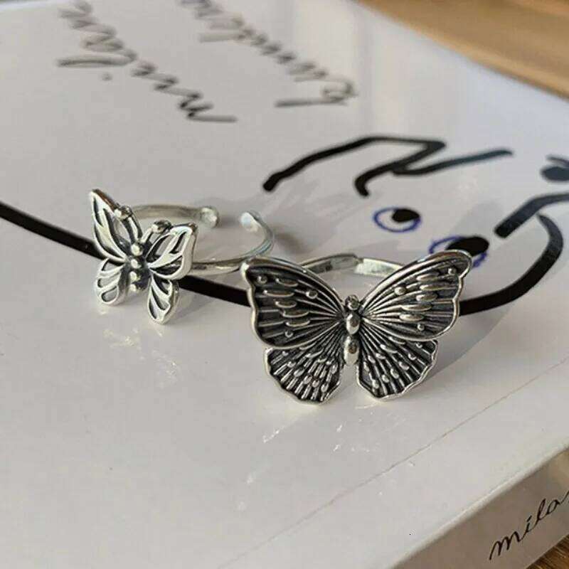 925 Sterling Silver Butterfly Rings for Women New Fashion Vintage Punk Fine Jewelry Birthday Party Accessories Gifts H260312