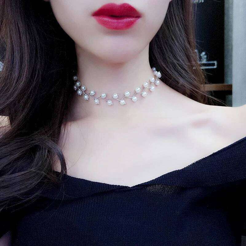 Fashion Imitation Choker Fairy Women Necklaces Korean New Pearl Pendants Collar Trend Jewelry Party Neck Decoration H260312