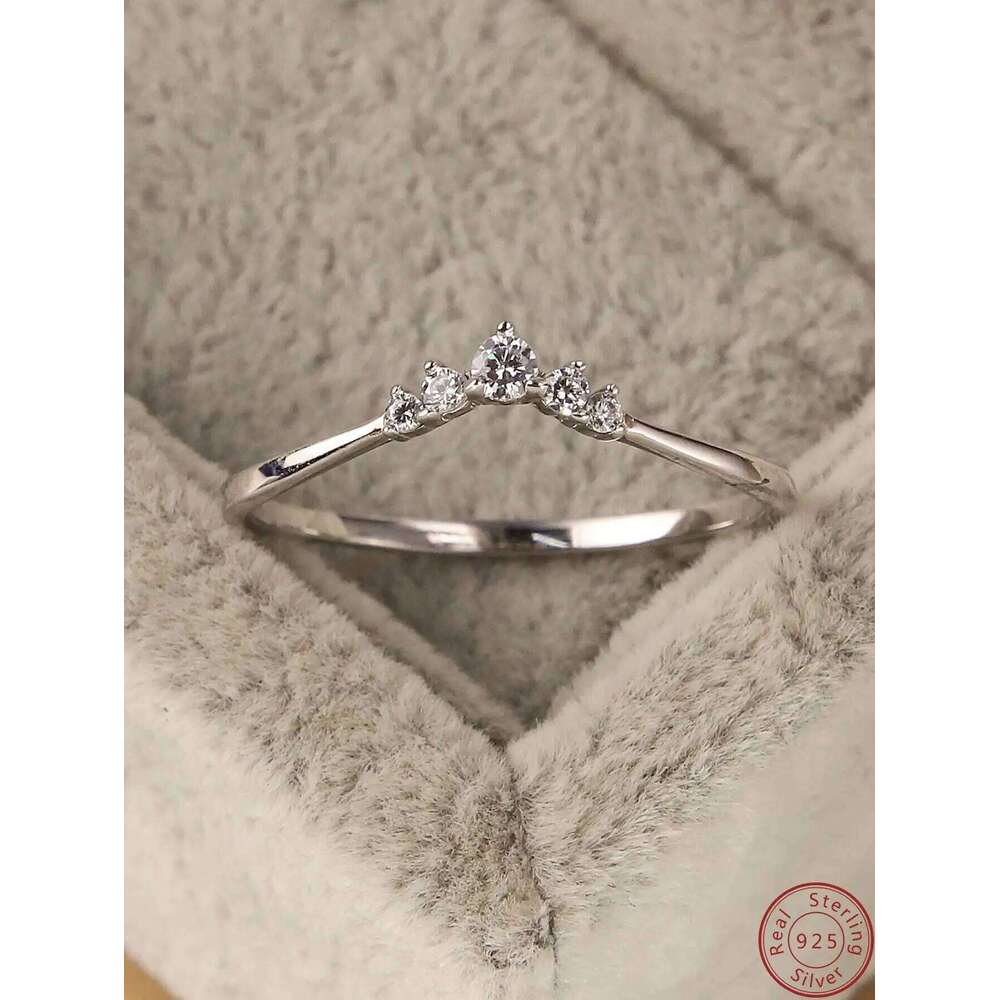 New S925 Sterling Silver European and American Fashion Crown Diamond Versatile Forest Style Women's Zircon Ring H260312