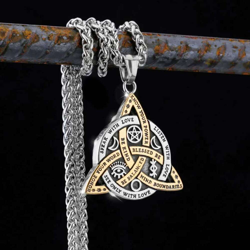 Viking Witch Celtic Knot Pendant Rune Stainless Steel Men Chain Odin Gothic Necklace Protection Amulet Jewelry Gifts H260312