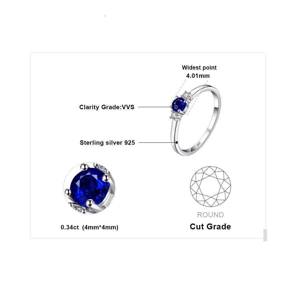 JewelryPalace Created Blue Sapphire 925 Sterling Silver 3 Stones Promise Ring for Women Fashion Gemstone Jewelry Wedding Gift H260312