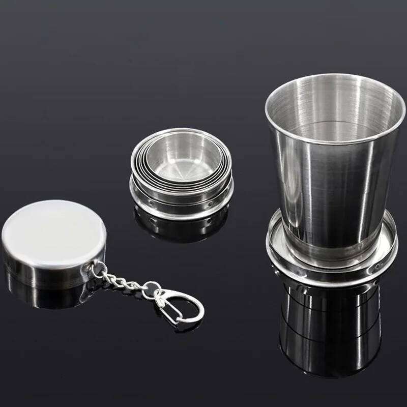 Stainless Steel Collapsible Camping Retractable Telescopic Travel Toiletry Creative Compression Cup Mini Handy oldingCup Z260313