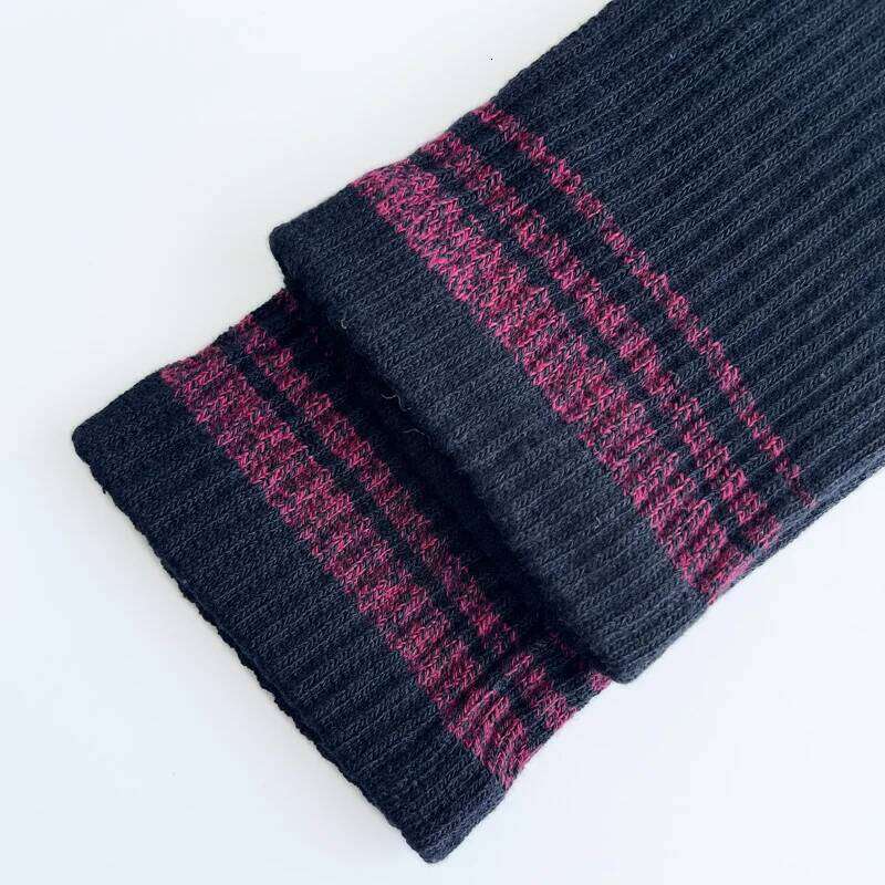 1/4 Pairs Long Five Finger Mans Pure Cotton Compression Striped Vintage High Tube Colorful Fitness Sport Toe Socks Student Z260313