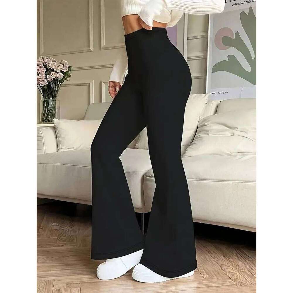 Women's High-Waisted Yoga Flared Pants Black Sexy Leggings Casual Trousers Comfortable Stretchy Bottoms for Fitness And Exercise 26Y0313