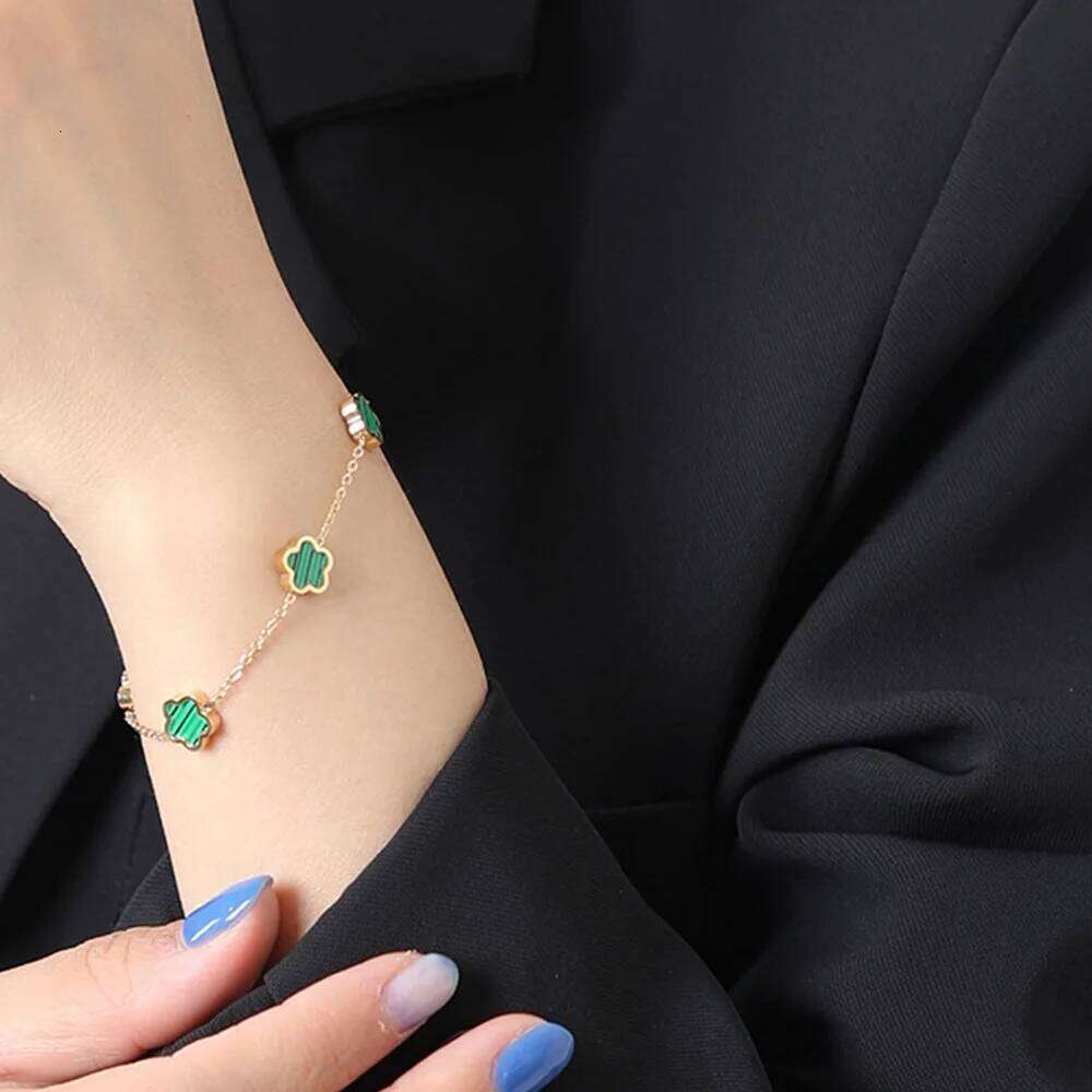 New Luxury Stainless Steel Clover Bracelet Five-Leaf Flower Bracelets lucky star Jewelry for Women Mother's Day Gifts Z260313