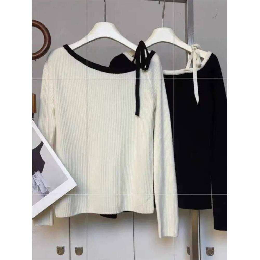 FalFashion Autumn Women Knitted Top Fall Pullover Off-shoulder Sweater Elegant Korean Style Knitwear Long Sleeve Casual Clothing Z260313