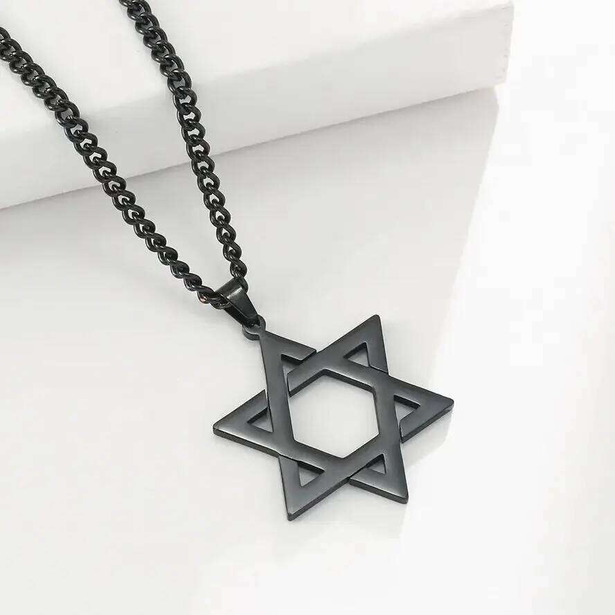 of David Necklace for Men Women Hexagon Stainless Steel Pendant Israel Jewish Star Necklaces Religious Vintage Jewelry Gift H260312