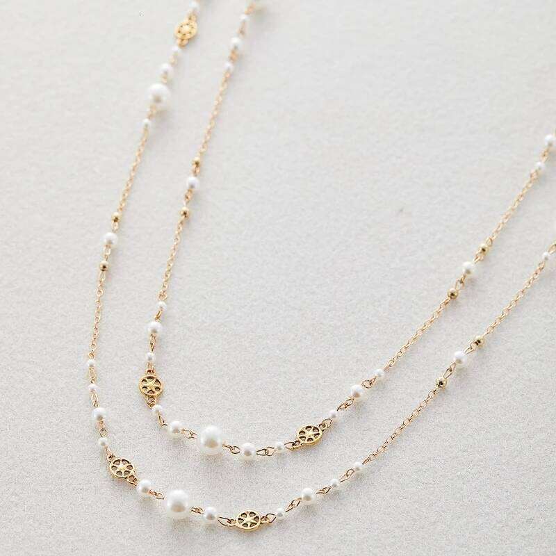 French Retro Imitation Pearl Hollow Stars Long Necklace Ladies Personalized Trend Double Layers Stacked Accessories Jewelry H260312