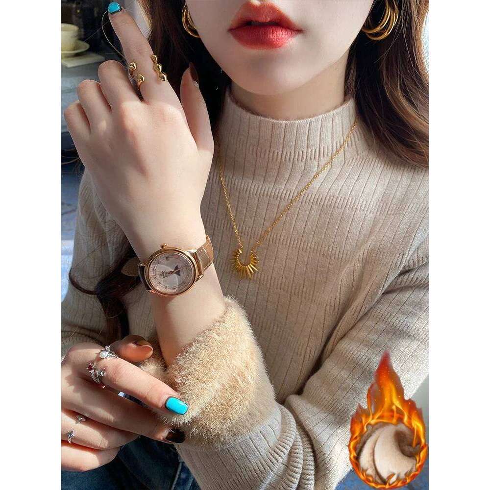 Women Elegant Thicken Velvet Lined Warm Sueter Fleece Knitted Pullover Autumn Winter Turtleneck Sweater Slim Knitwear Jumper Z260313