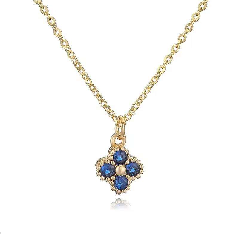 New Colorful Zircon Lucky Flower Design Plated Gold Necklace Fit For Women's Wedding Jewelry Gift Access H260312