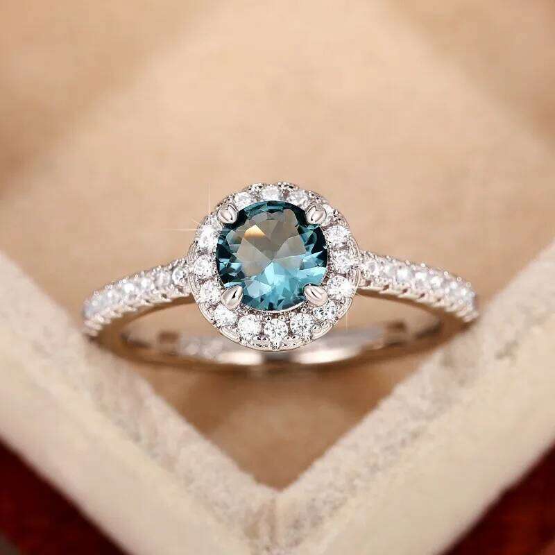 Huitan Simple and Classic Wedding Eternity for Women White/Blue/Red Cubic Zirconia Temperament Female Rings Trend Jewelry H260312