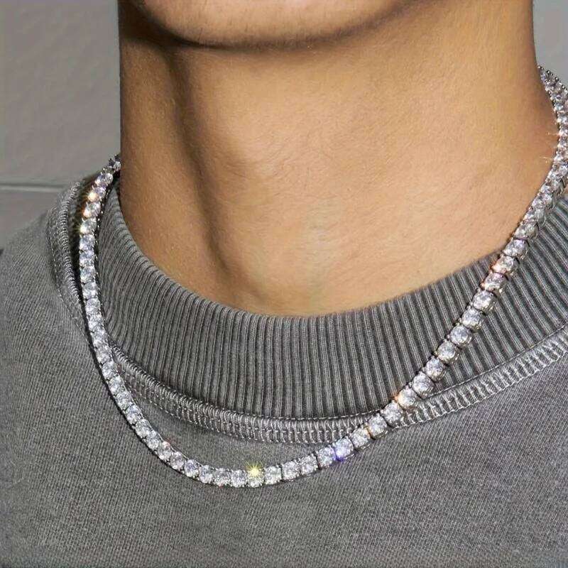 Hip Hop Tennis Chain Necklace Bling Party Jewelry Men Women Concerts Festivals Ideal Gift for Rapper Fans Trendsetters H260312