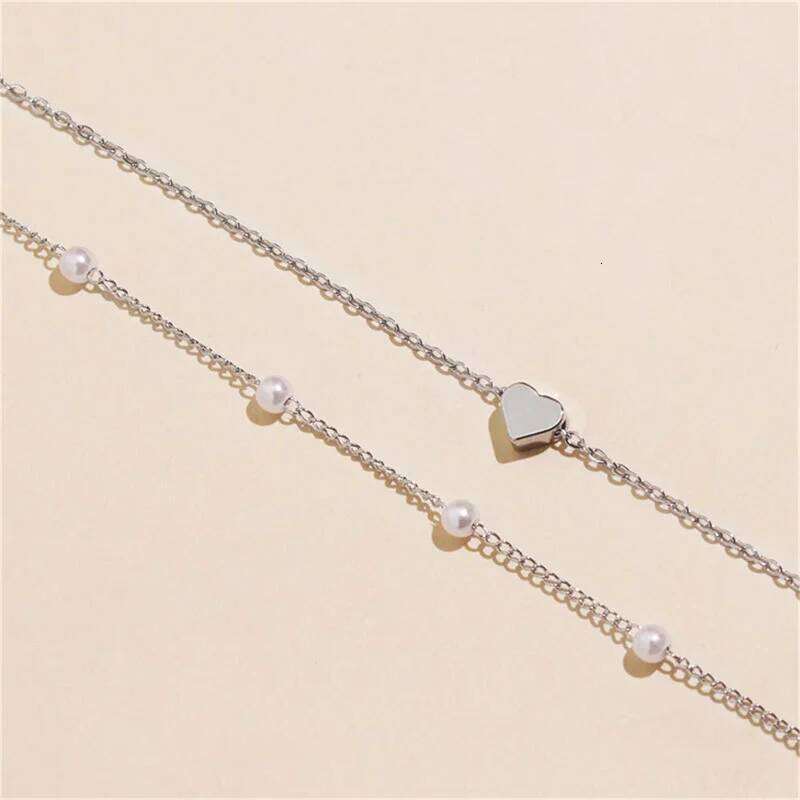Vintage Pearl Choker Necklaces for Women Fashion Double layer Chain Small Heart Pendant Necklace Jewelry Gift Wholesale H260312