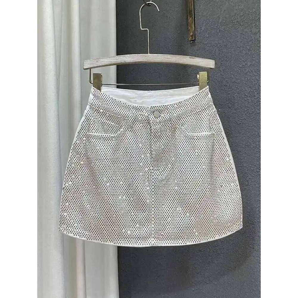 DEAT Personality Hot Splice Denim Skirt Women's High Waist Solid Color Slim Wrap Hip Skirts Female 2026 Summer 11XX2061 Z260314