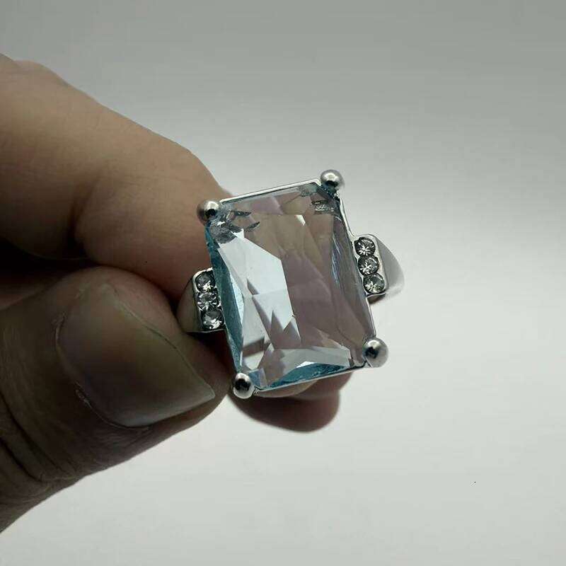Fashion Princess Engagement Jewelry 16.42CT Natural Aquamarine Gemstone 925 Silver Wedding Promise Ring Size 5 -11 H260312