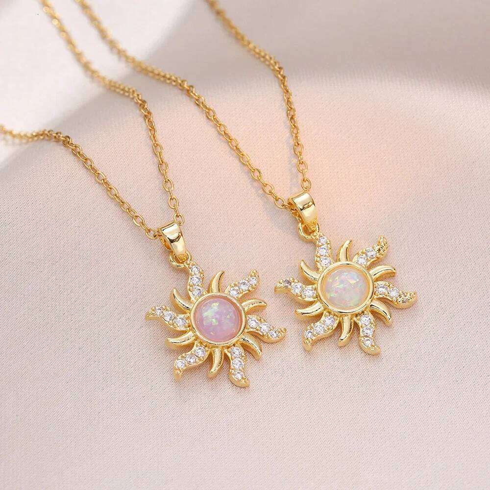 Necklace, Woman Jewelry ,Fashion Wedding Party Accessories Gold Plated, Opal Sun Pendant ,Rapunzel Choker, Gift H260312