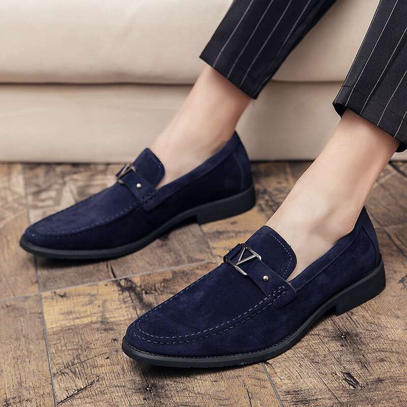 Men's Suede Loafers Breathable Slip-On Dress Shoes for Business Casual Driving Evening Wear