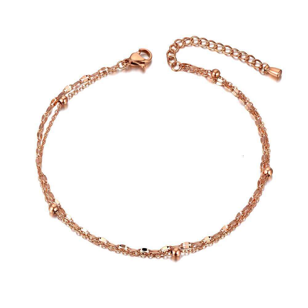 Lokaer Fashion Flowers And Bell Charm Anklet For Stainless Steel Rose Gold Color Women Jewelry Anklets Wholesale A19008 Z260313