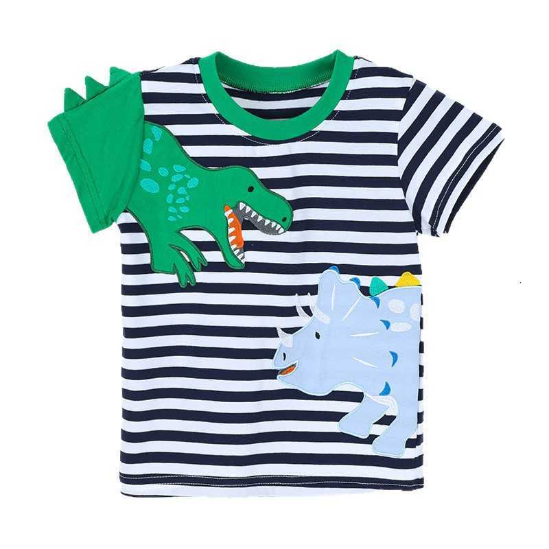 T-shirts Summer New Boys' Short-Sleeve T-Shirt Fashionable Dinosaur Embroidery Children's Round Neck T-Shirt Children's Clothing