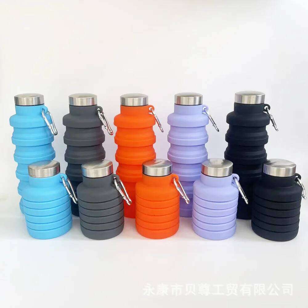 500ml Silicone Foldable Portable Reusable Telescopic Cup Travel Water Bottle for Outdoor Sports Z260314